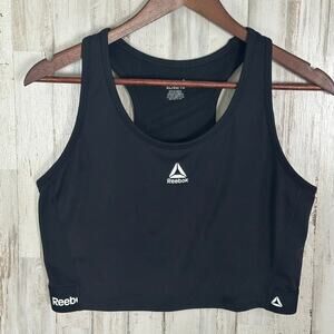 Reebok Racerback Sports Bra XL Black EUC Double Lined Gym Athleisure Sportswear